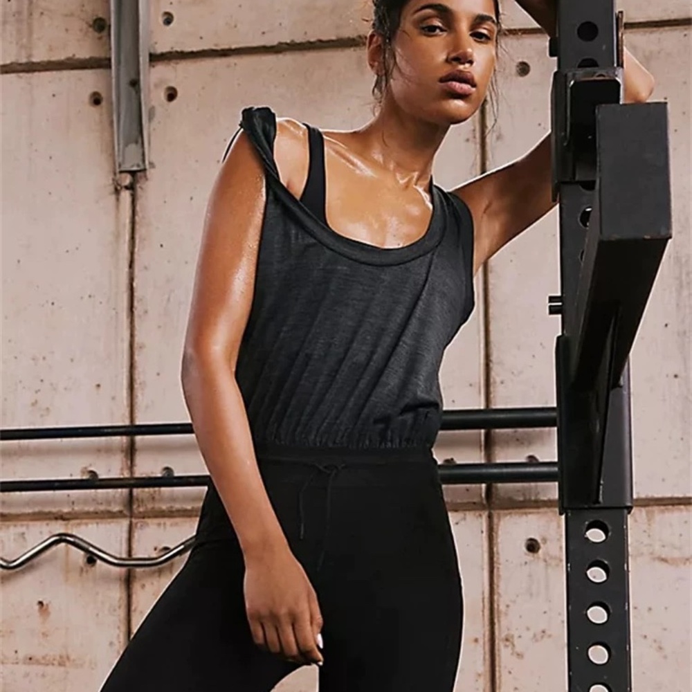 FP Movement By Free People Off To The Races Sleeveless Jumpsuit in Black M
